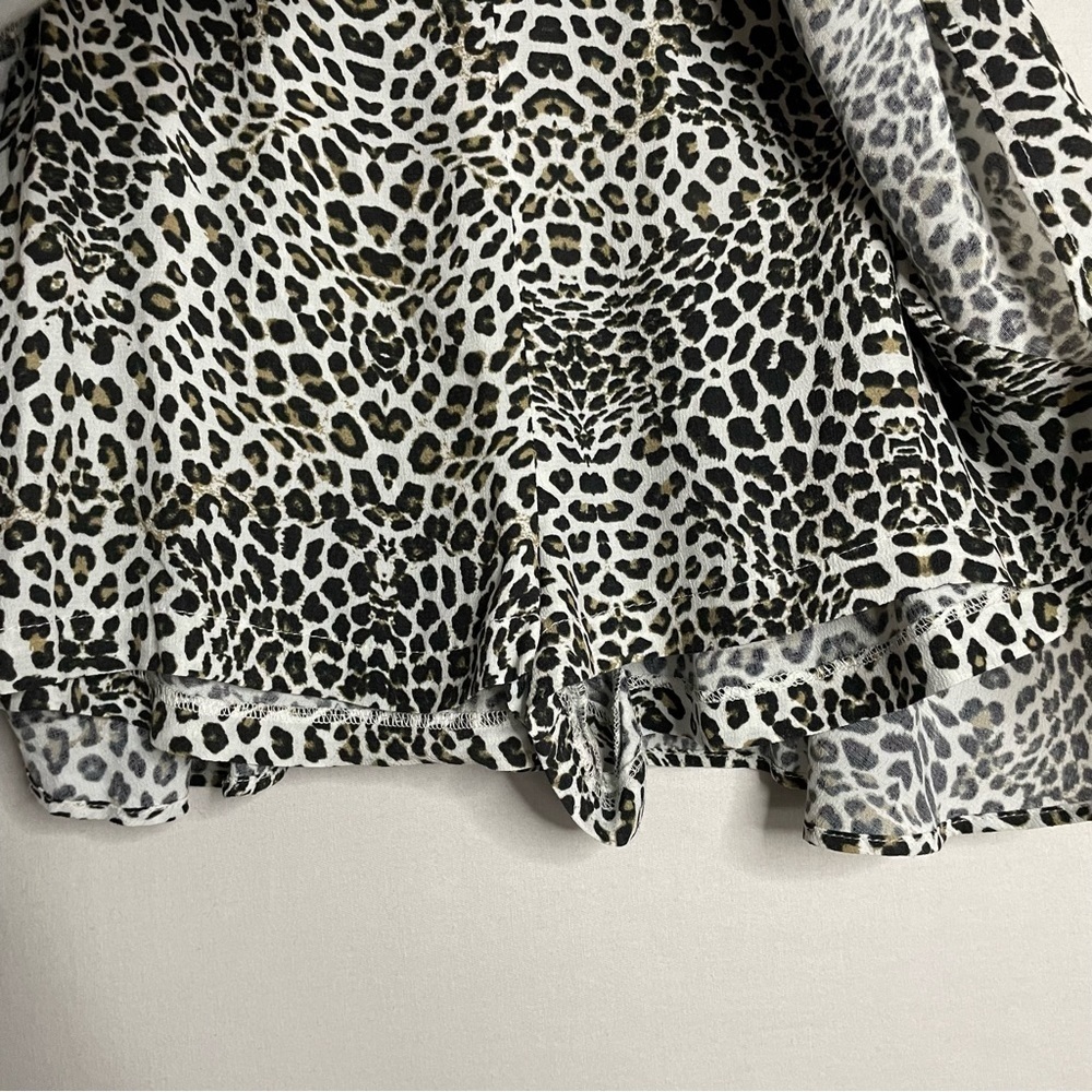 Zara Ruffle Leopard Print Mini Skort Skirt Boho Animal Cheetah Print - Picture 5 of 14
